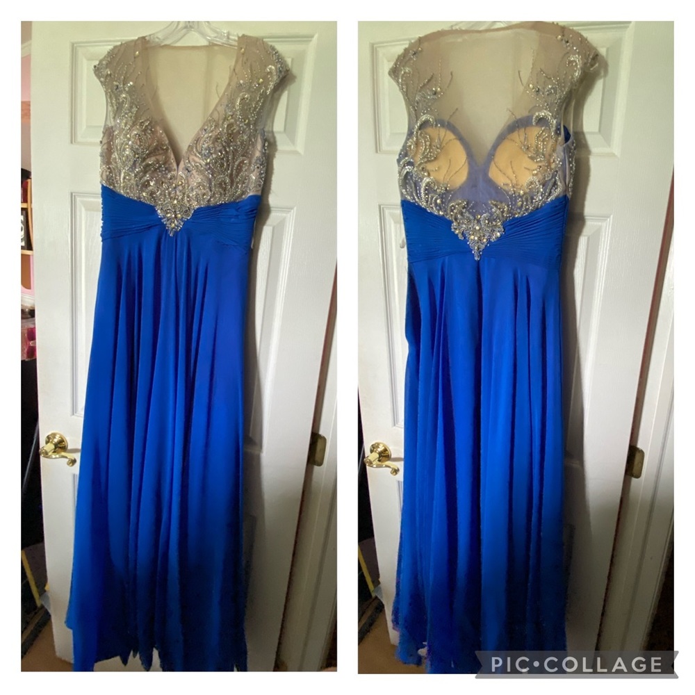 Blue Beaded Prom Dress